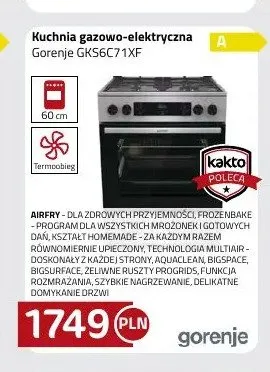 Kuchnia gazowo-elektryczna Gorenje GKS6C71XF promocja w kakto.pl