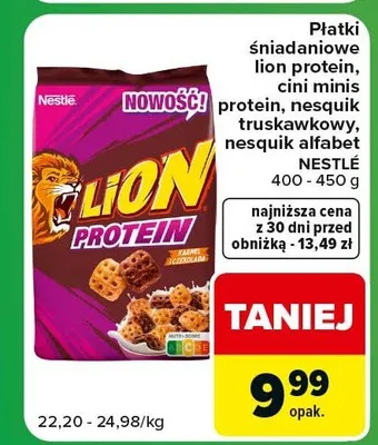 Płatki śniadaniowe Lion Protein Nestlé promocja w Carrefour Express