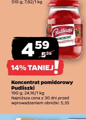 Koncentrat pomidorowy Pudliszki promocja w Netto