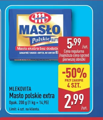 Masło polskie extra Mlekovita promocja w Aldi