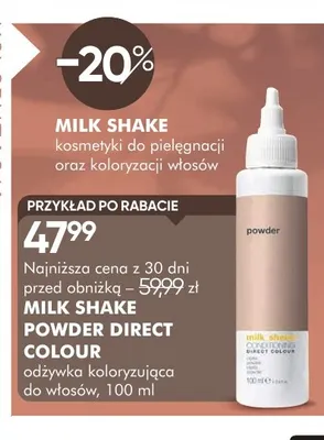 Odżywka koloryzująca do włosów Powder Direct Colour Milk Shake promocja w Super-Pharm