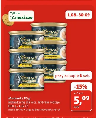 Mokra karma dla kota Moments 85 g promocja w MAXI ZOO