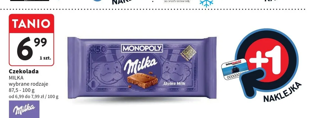 Czekolada MILKA Alpine Milk promocja w Intermarche