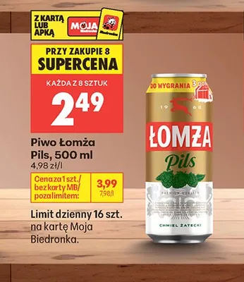 Piwo Łomża Pils promocja w Biedronka