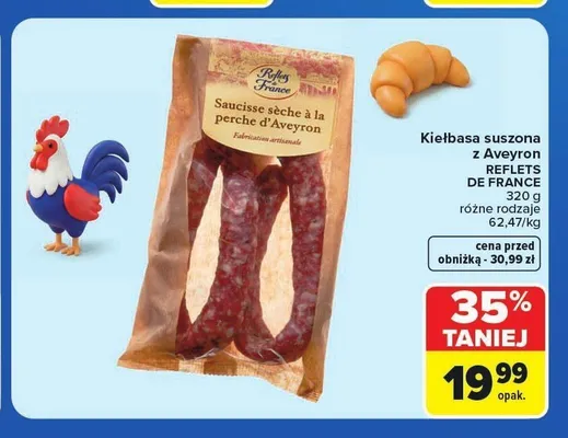 Kiełbasa suszona z Aveyron Saucisse sèche Reflets de France promocja w Carrefour