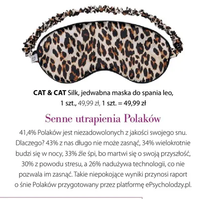 Jedwabna maska do spania leo Silk Cat & promocja w Hebe