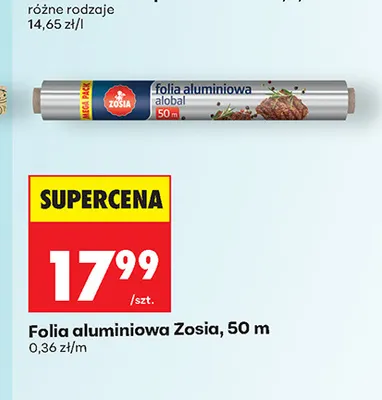 Folia aluminiowa Zosia 50 m promocja w Biedronka