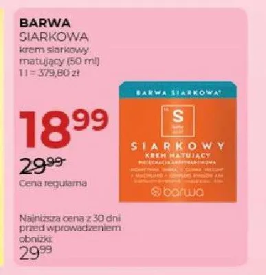 Krem siarkowy matujący Barwa Siarkowa promocja w Drogerie Jawa