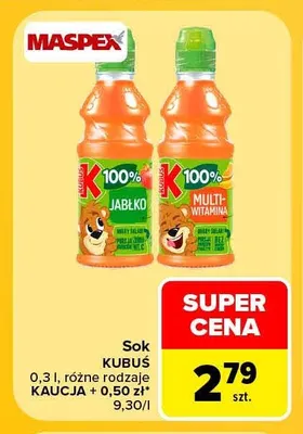 Sok Kubuś jabłko 100% promocja w Carrefour Market