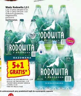 Woda Rodowita gazowana promocja w Prim Market