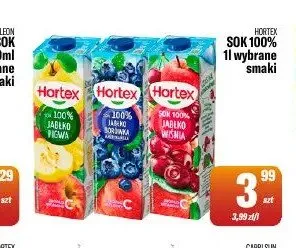 Sok Hortex 100% jabłko wiśnia promocja w Tomi Markt