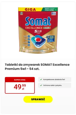 Tabletki do zmywarek Somat Excellence Premium 5w1 promocja w Media Expert