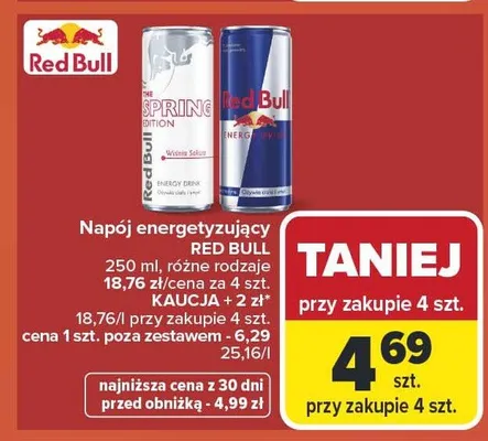Napój energetyzujący Red Bull promocja w Carrefour Market
