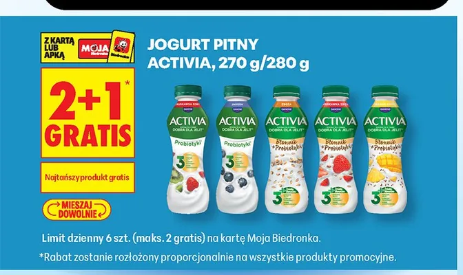 Jogurt pitny Activia zboża promocja w Biedronka