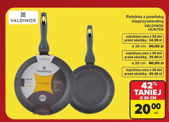 Patelnia z powłoką nieprzywieralną Valdinox Hunter ø 20 cm promocja w Carrefour