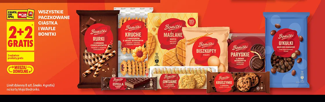 Ciastka kruche z nadzieniem o smaku wiśniowym Bonitki promocja w Biedronka
