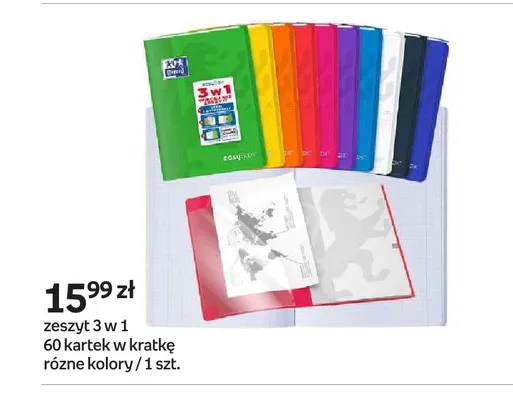 Zeszyt 3 w 1 Oxford 60 kartek w kratkę promocja w Empik