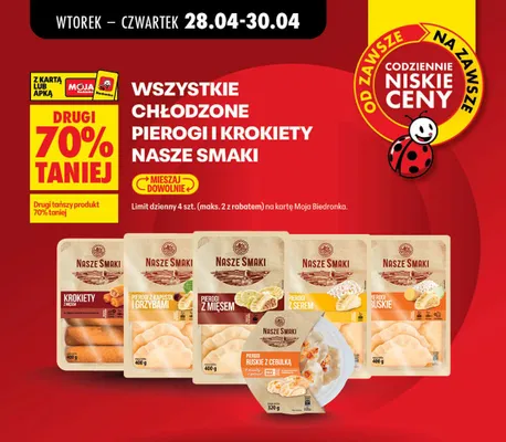 Wszystkie chłodzone pierogi i krokiety DRUGIE -70% promocja w Biedronka