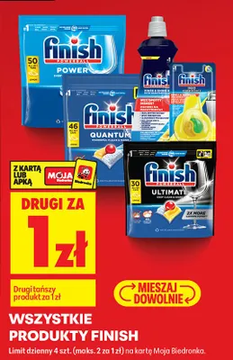 Wszystkie produkty Finish DRUGI ZA 1 ZŁ promocja w Biedronka
