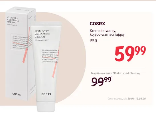 Krem do twarzy kojąco-wzmacniający COSRX promocja w Rossmann