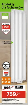 Grzejnik dekoracyjny VELAR 180x47x12,2cm promocja w Leroy Merlin