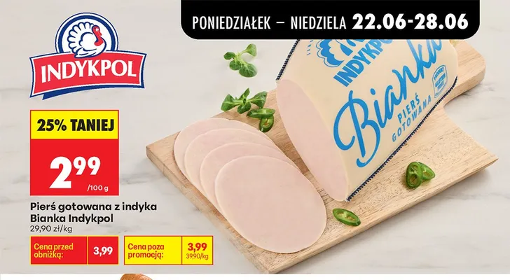 Pierś gotowana z indyka Bianka Indykpol promocja w Biedronka