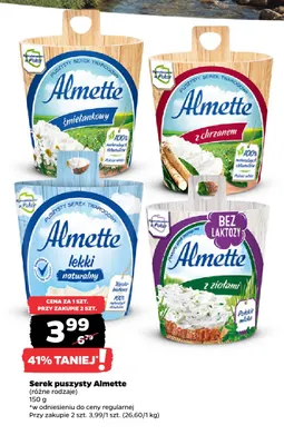 Serek puszysty Almette bez laktozy z ziołami promocja w Netto