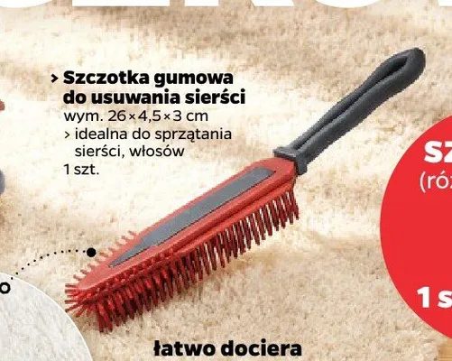 Szczotka gumowa do usuwania sierści 26x4,5x3 cm promocja w Netto