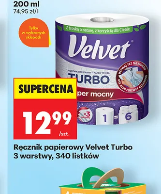 Ręcznik papierowy Velvet Turbo 3 warstwy promocja w Biedronka