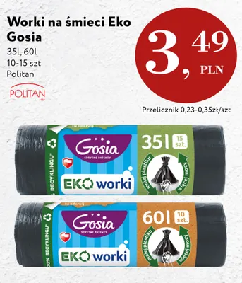 Worki na śmieci Eko 60 l Gosia promocja w Market Point
