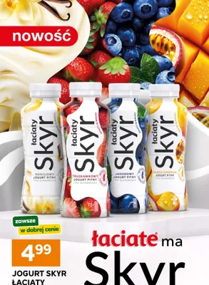 Jogurt pitny skyr waniliowy Łaciate promocja w Stokrotka