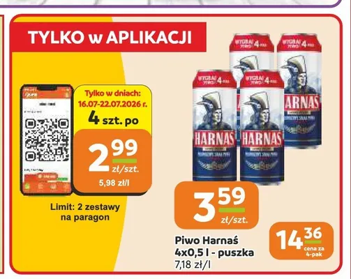 Piwo Harnaś Jasne Pełne 4-pak promocja w Gama