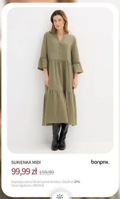 Sukienka midi Bonprix promocja w bonprix