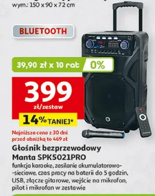 Głośnik bezprzewodowy Manta SPK5021PRO Bluetooth promocja w Auchan
