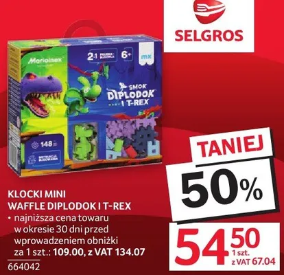 Klocki mini waffel waffel o'dok i T-Rex promocja w Selgros