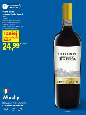 Wino Chianti Rufina Casato dei Medici Riccardi czerwone wytrawne włoskie promocja w Lidl