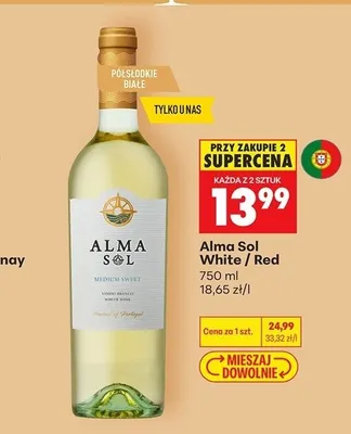Wino półsłodkie czerwone Alma Sol Red promocja w Biedronka