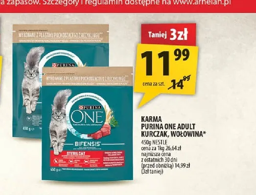 Karma Purina ONE Adult wołowina promocja w Arhelan