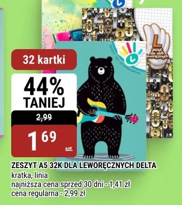 Zeszyt A5 32K dla leworęcznych Delta kratka promocja w bi1