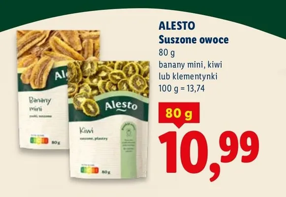 Suszone owoce banany mini Alesto promocja w Lidl