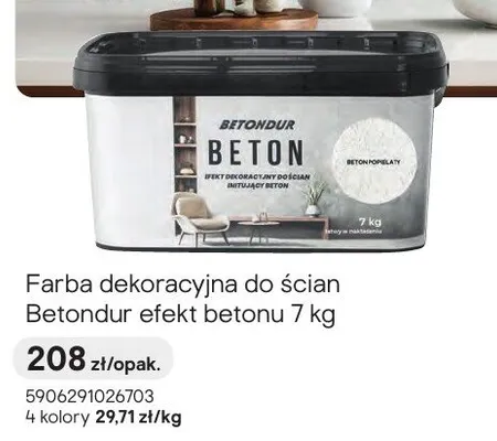 Farba dekoracyjna do ścian Betondur efekt betonu promocja w Castorama
