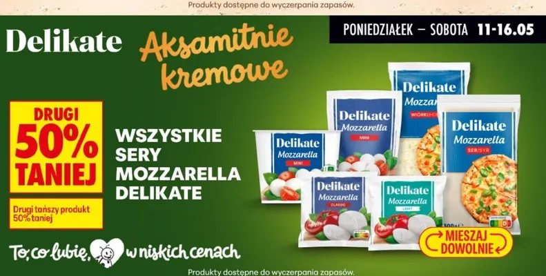 Sery Mozzarella Delikate promocja w Biedronka