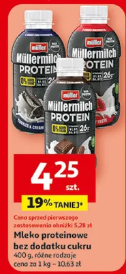 Mleko proteinowe bez dodatku cukru Müllermilch Müller promocja w Auchan