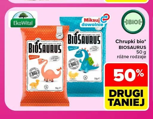 Chrupki bio Biosaurus sea salt promocja w Carrefour Market