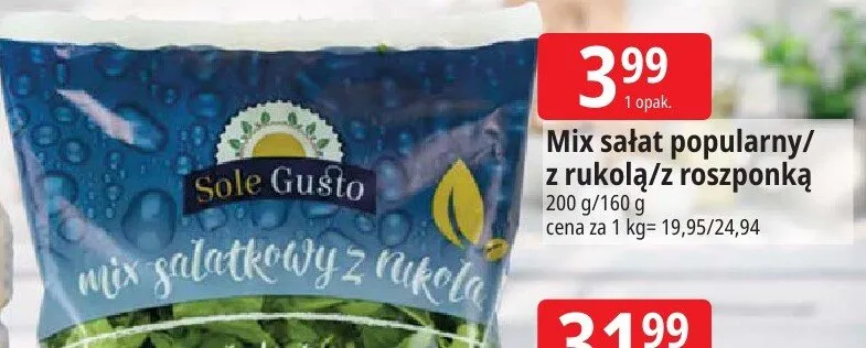 Mix sałat popularny/z rukola/z roszponką promocja w Leclerc