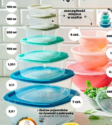 Zestaw pojemników na żywność z pokrywką dł. 7,5-24,8cm promocja w Netto