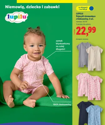 Pajacyki niemowlęce z biobawełny, 2 szt. promocja w Lidl