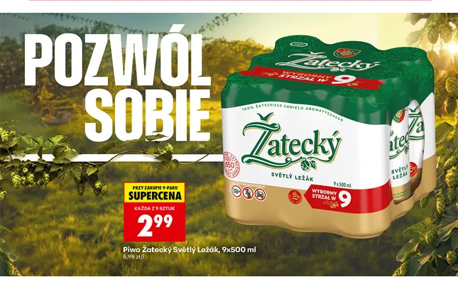 Piwo Žatecký Světlý Ležák 9-pak 500 ml promocja w Biedronka