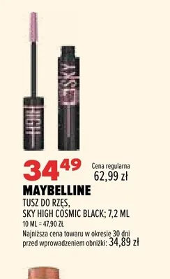 Tusz do rzęs Maybelline Sky High Cosmic Black promocja w Drogerie Natura