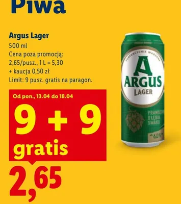 Piwo Lager promocja w Lidl